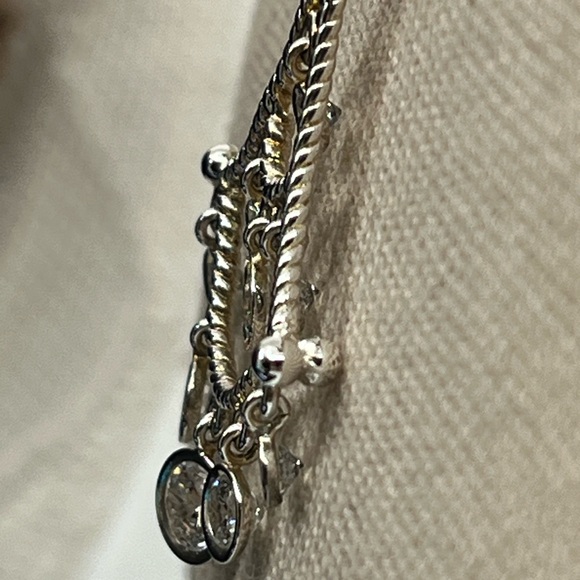 Vintage Diamonique Sterling Silver Chandelier Pendant Necklace, 16" - Picture 9 of 17